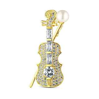 Jwl Luxury Pearls Broche de perlas brillantes Violín Jl0871 