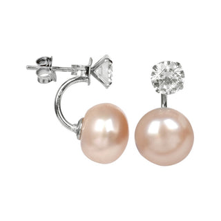 Jwl Luxury Pearls Pendientes de Plata con Perla Salmón Auténtica y Cristal 2In1 Jl0216 