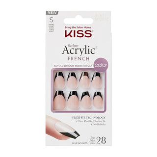 Kiss Unghie Adesive Salon Acrylic French Color Flame 28 Pezzi — Unghie finte