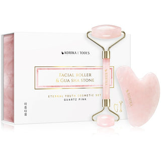 Korika Set Regalo Di Rullo E Gua Sha Eternal Youth — Set strumenti massaggio viso