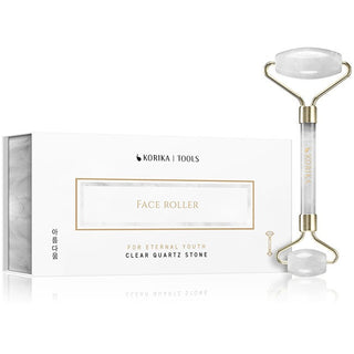 Korika Rodillo de masaje facial de cuarzo puro (Face Roller) 