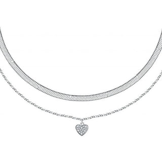 La Petite Story Collar doble de acero con corazón Love Lps10Asd19 