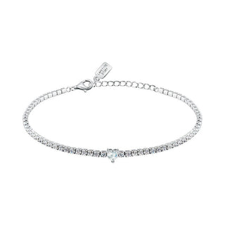 La Petite Story Pulsera Tennis de plata con corazón transparente Lps05Awv43 