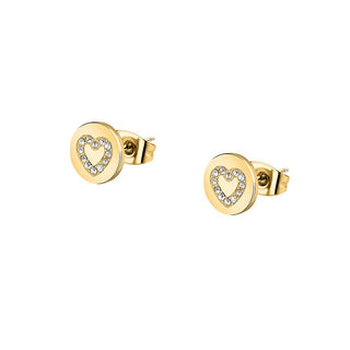 La Petite Story Pendientes chapados en oro corazón con circonitas Lps01Ayq115 