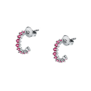 La Petite Story Pendientes a juego de acero con cristales fucsia Lps01Ayq123 