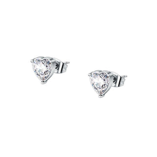 La Petite Story Pendientes de acero brillante corazón con cristal Lps01Ayq121 