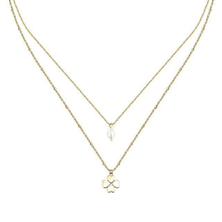 La Petite Story Collar de mujer chapado en oro con trébol de cuatro hojas Friendship Lps10Arr107 