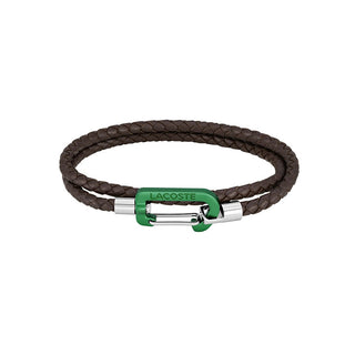 Lacoste Armband aus geflochtenem braunem Matt-Leder 2040314 