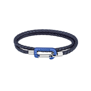 Lacoste Armband aus dunkelblauem geflochtenem Leder Matt 2040315 