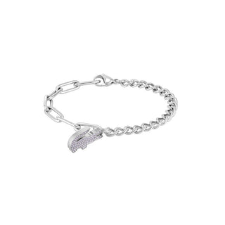 Lacoste Bracciale Acciaio Cristalli Viola Coccodrillo — Bracciale