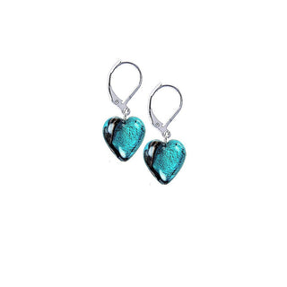 Lampglas Excepcionales pendientes con forma de corazón turquesa con plata pura y perlas Lampglas Elh5 