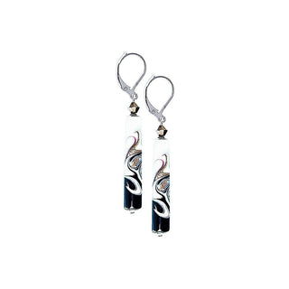 Lampglas Elegantes pendientes en blanco y negro con la exclusiva perla Lampglas Epr11 