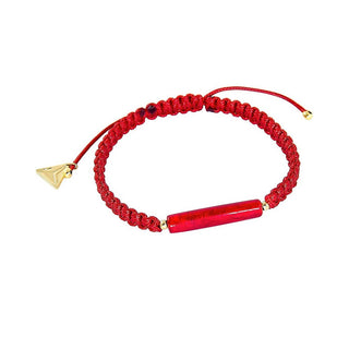 Lampglas Pulsera Protectora Shamballa Red Line Con Perla Lampglas Bshx4 En Oro 24Kt 