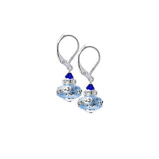 Lampglas Bellos Pendientes Triple Blue 2 Realizados con Perlas Lampglas Ecu34 