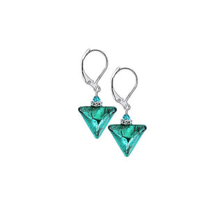 Lampglas Hermosos Pendientes De Triángulo Verde Con Plata De Ley Y Perlas Lampglas Eta7/S 