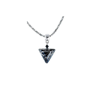 Lampglas Elegante Collar triangular de mármol negro con plata de ley y perla Lampglas Nta2 