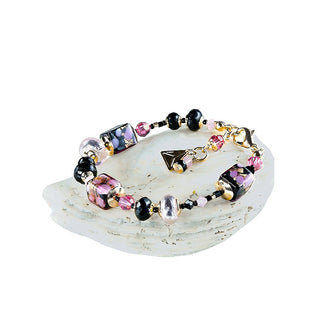 Lampglas Pulsera Romantic Sakura Cubes Con Oro 24K Y Plata Sterling En Perlas Lampglas Bcu46 