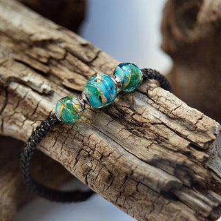 Lampglas Pulsera Lampglas Aquamarine Dream-Black En Oro 24K Con Perlas Bsa53/Black/Chi 