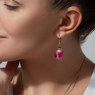 Lampglas Pendientes de lujo Raspberry Temptation con oro puro en perlas Lampglas Esa49 