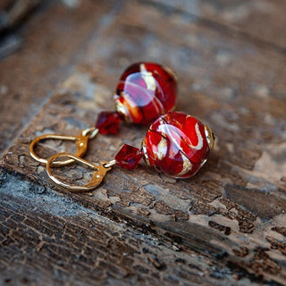 Lampglas Pendientes De Perlas Lampglas Cherry Temptation Ero26 En Oro 24K 