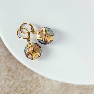 Lampglas Pendientes Art Nouveau En Oro De 24 Quilates Con Perlas Lampglas Ep48 
