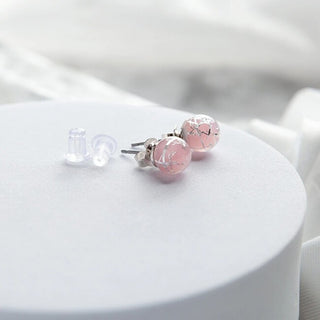 Lampglas Oorbellen Roze Zacht Met Sterling Zilver Parels ENM5/AG/RHO-PU — Oorbellen