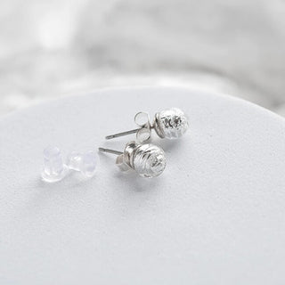 Lampglas Pendientes de botón Sparkling Moon Nude con plata de ley y perlas Lampglas Enm4/Ag/Rho-Pu 