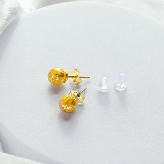 Lampglas Pendientes de botón Dazzling Sunlite Nude con oro de 24K y perlas Lampglas Enm1/Ag/Poz-Pu 