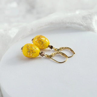 Lampglas Pendientes exclusivos Sunlit Nude con oro de 24K y perla Lampglas Enm1/Ag/Poz 