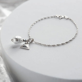 Lampglas Elegante Pulsera Moon Nude En Plata Sterling Con Perla Lampglas Bnm4/Ag/Rho - Longitud: 18 Cm 