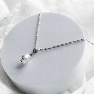 Lampglas Elegante Collar Moon Nude En Plata Sterling Con Perla Lampglas Nnm4/Ag/Rho - Longitud: 50 Cm 