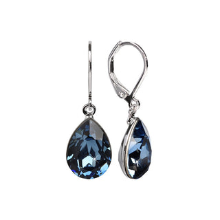 Levien Eleganti Orecchini Con Cristalli Pear Denim Blue — Orecchini