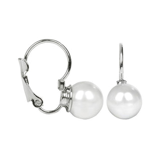 Levien Pendientes graciosos con solapa blanco perla 