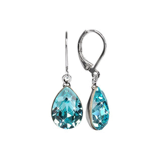 Levien Elegantes Pendientes con Cristales Pear Light Turquois 