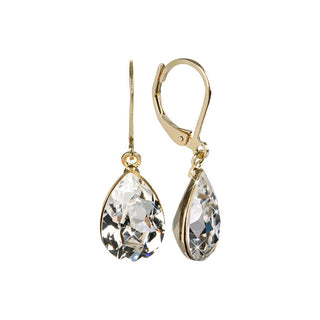 Levien Elegantes pendientes chapados en oro con cristales Pear Crystal 