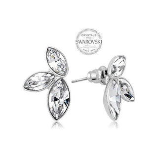 Levien Pendientes con tres cristales navette transparentes 