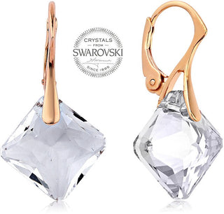 Levien Pendientes chapados en oro rosa con cristales Princess Princess 