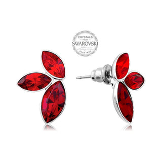 Levien Pendientes con tres cristales navette rojos 