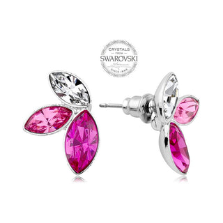 Levien Pendientes con tres cristales en tonos rosa navette 