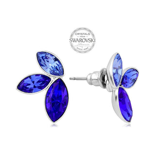 Levien Pendientes con tres cristales navette azules 