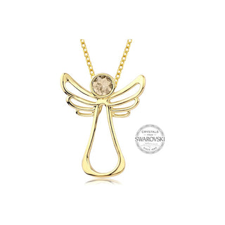 Levien Collier plaqué or avec cristal Ange Gardien 
