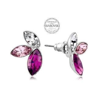 Levien Pendientes con tres cristales en tonos violeta Navette 