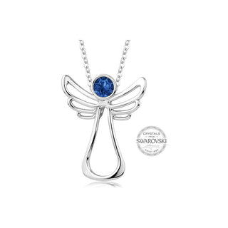 Levien Collier en cristal bleu foncé avec ange gardien 