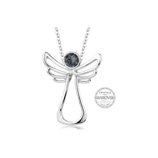 Levien Collier avec ange gardien en cristal foncé 