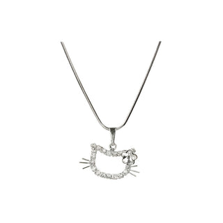 Levien Collier pour fille Chaton avec fleur en cristal 