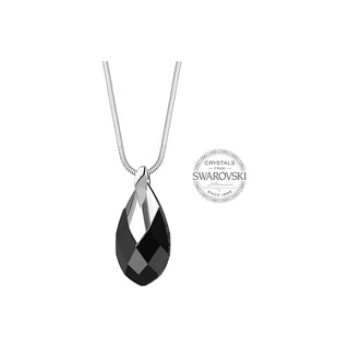 Levien Collier pour femme avec cristaux noirs Metcap en forme de poire 