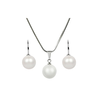 Levien Set de collar y pendientes Pearl Pearlescent White Set-041 