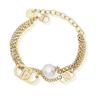 Liu Jo Pulsera Doble Chapada en Oro con Perla Sintética Lj2804 