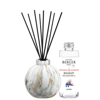 Maison Berger Paris Set de regalo difusor de aromas Marbrure Blanco + recarga Liliflora 180 Ml 