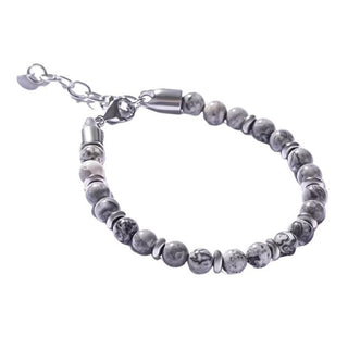 Marc Malone Bracciale Da Uomo Con Perline E Diaspro Grigio Mcgb5007 — Bracciale